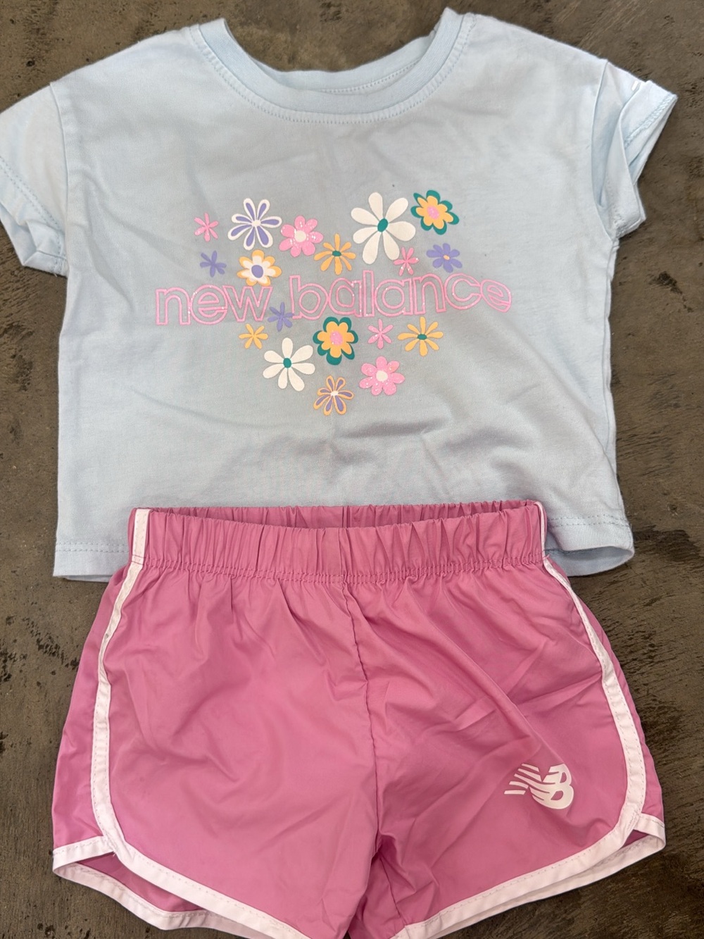 New Balance Pink Girls Athletic Shorts with White Trim